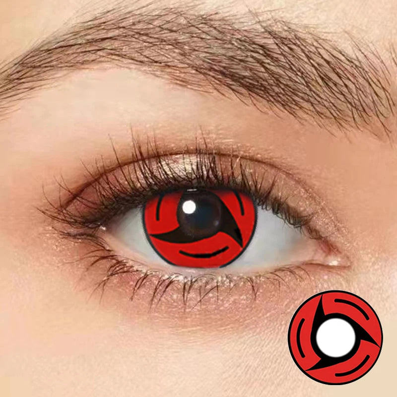 Qfdian 2Pcs/Pair Contacts Annually Red Color Contact Lenses Cosplay Halloween Eye Lenses