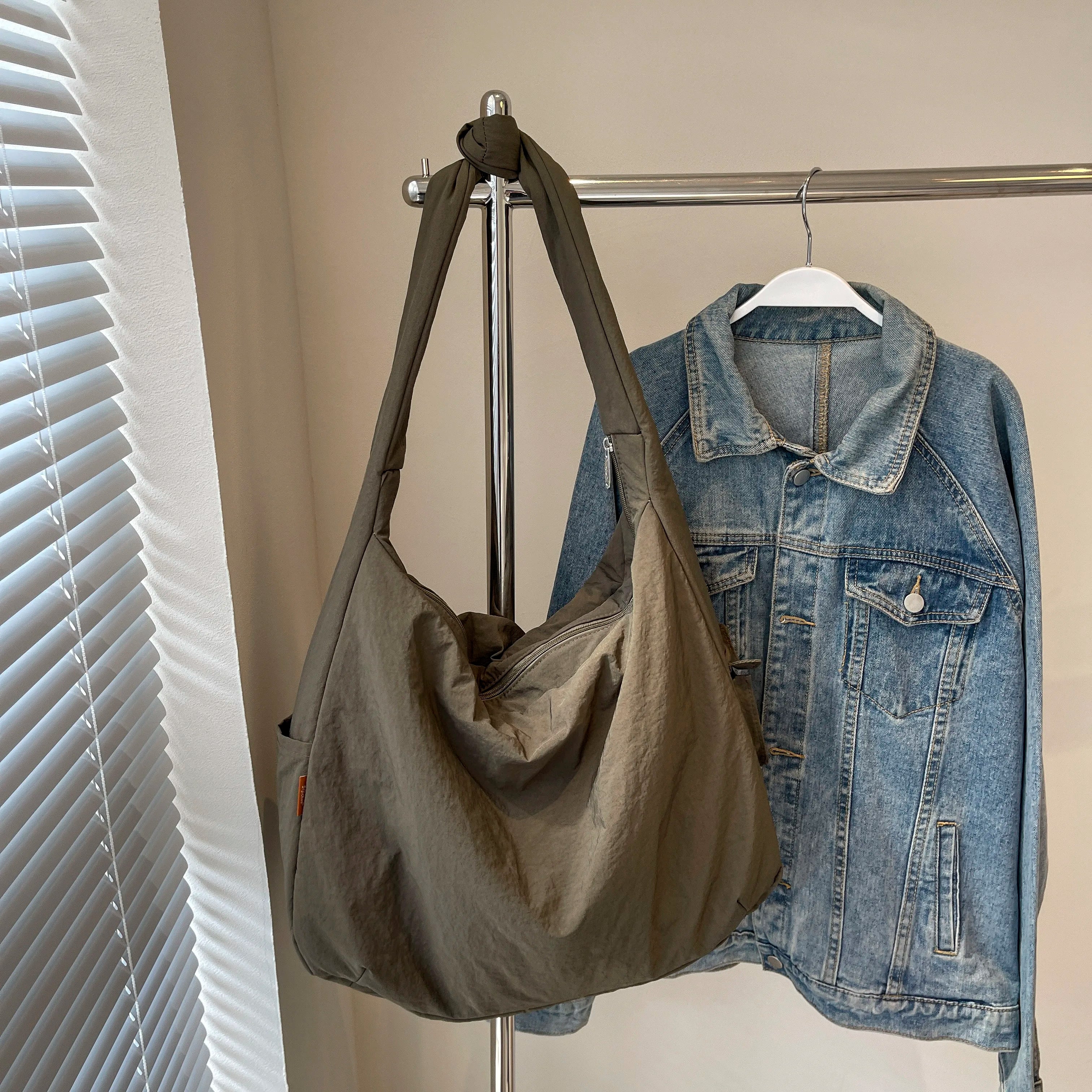 Qfdian Large Oxford Hobos Bags Women Solid Cloth Shoulder Bags Korea Style Canvas Packages Unisex Strong Big Leisure Or Travel Bags