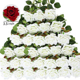 50 Pcs Velvet Rose Artificial Rose Flowers Real Touch Fake Roses Florals for Valentine's DIY Wedding Bouquet Party Home Decor
