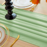 Qfdian Sage Green Chiffon Table Runner Wedding Decoration Baby Shower Birthday Parties Christmas Halloween Thanksgiving Events Supplies