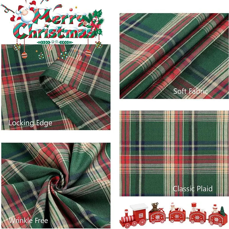 Qfdian Checkered Christmas Tablecloth Oblong Red Retro Plaid Table Cloth Stain Resistance Winter Xmas Holiday Party Kitchen Table Cover
