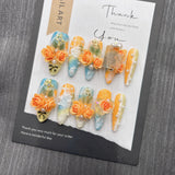 Qfdian 10Pcs High Quality Handmade Press on Nails Gradient Iridescence Gradient Watercolor Iridescence Nail Stickers Literary Style