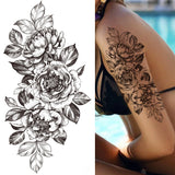 Qfdian Black Sexy Flower Waterproof Temporary Tattoos Sticker Rose Snake Lion Women Body Arm Painting Realistic Fake Tattoo