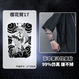 Qfdian Japanese Traditional Half Arm Herbal Juice Temporary Tattoo Stickers Sakura Leaf Lasting Art Fake Tattoo Men Women Faux Tatouage