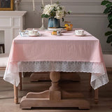 Qfdian White Lace Tablecloth French Style Meteor Shower Coffee Table Dressing Table Cover Cloth for Wedding Party Christmas Decorations