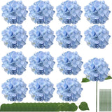 Qfdian Silk Hydrangea Flowers 54 Petals Artificial Hydrangeas with Stem for Flower Arrangement Table Decor Wedding Home Decoration