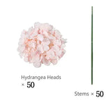 Qfdian 50 PCS Artificial Hydrangea Flowers Silk Hydrangea Heads for Wedding