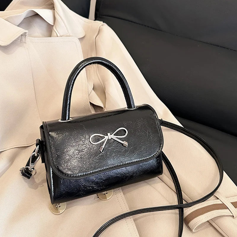 Qfdian Women Shoulder Bags New Bow Small Niche Simple High Quality Single Crossbody Bags Small Square Handbags and Purse