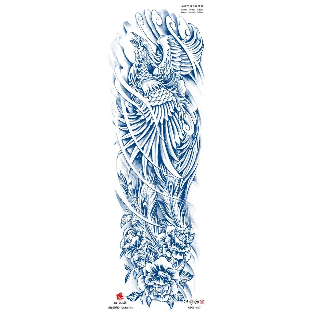 Qfdian Full Leg Arm Temporary Herbal Juice Ink Tattoo Stickers Lasting  15 Days Waterproof Tattoo  Animal  Tattoo Stickers for Men Boys