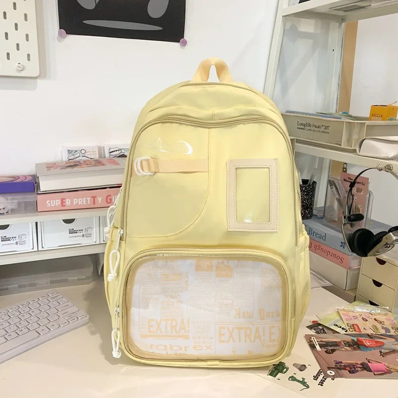 Qfdian Y2k Aesthetic Vintage Grunge Ita Bags High-capacity Transparent Laptop Schoolbags Women Students All Match Ins Preppy Backpacks