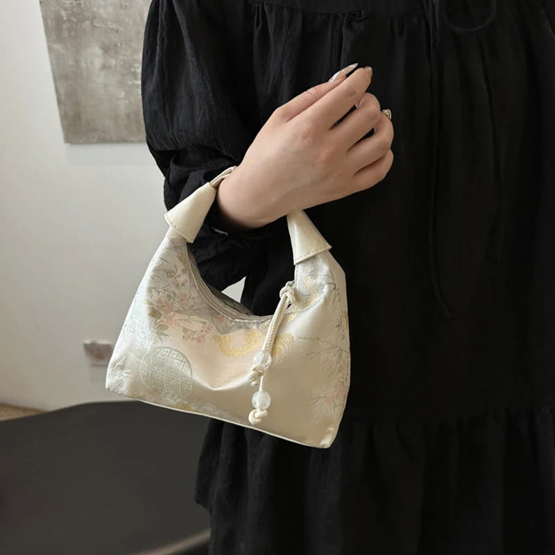 Qfdian Chinese Style Satin Embroidery Bag Women's Summer Crossbody Bag Handbag