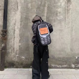 Qfdian 2025 Personality Vintage Telephone Bags Y2k Aesthetic Streetwear Women Students Schoolbags High-capacity Funny Ins Backpacks Men