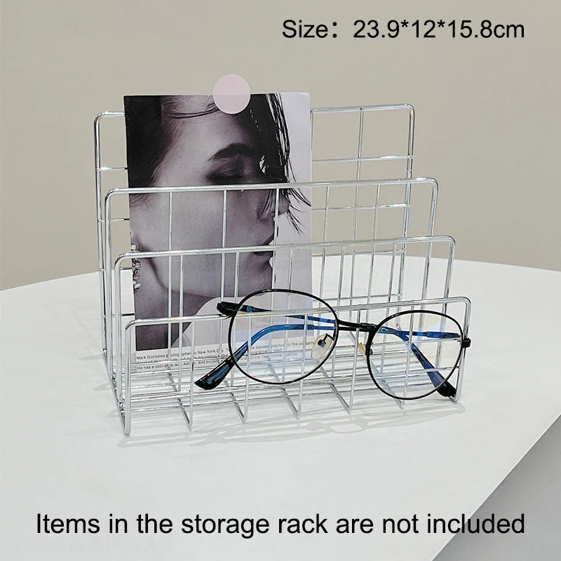 Qfdian Ins Minimalist Iron Desktop Storage Rack Organizer Table Organizing Rack Document Book Rack Desk Multi-functional Storage Rack