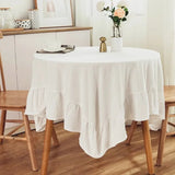 Qfdian White Round Table Cloths Retro Farmhouse Washable Fabric Table Covers for Restaurant Kitchen Wedding Party Christmas Decorations
