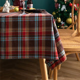 Qfdian Checkered Christmas Tablecloth Oblong Red Retro Plaid Table Cloth Stain Resistance Winter Xmas Holiday Party Kitchen Table Cover