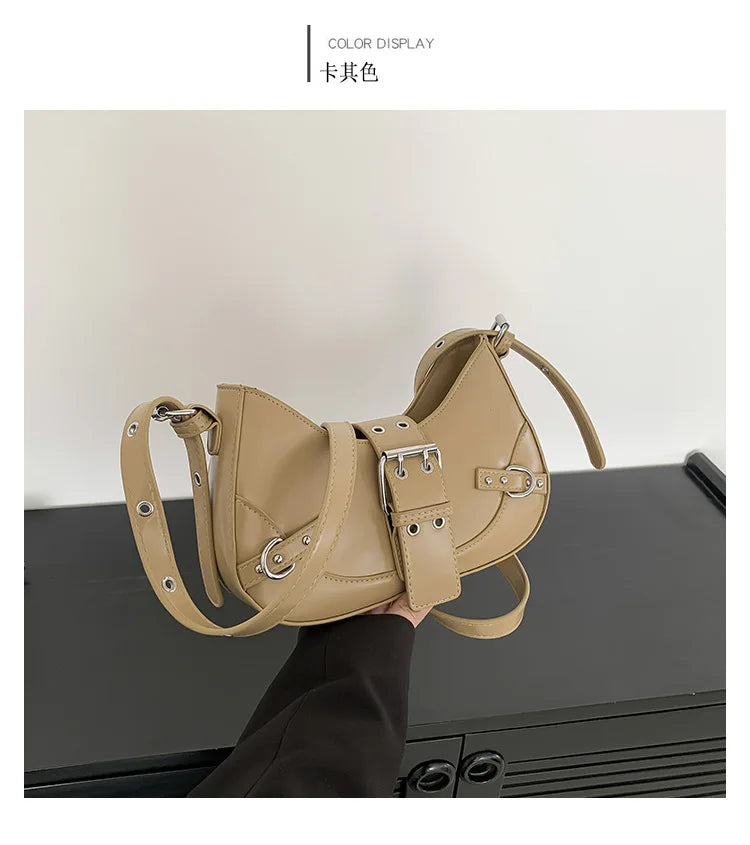 Qfdian Fashion Armpit Bag For Women New Y2K Underarm Bags Solid Color Crescent Shoulder Bag High Quality Crossbody Phone Pouch