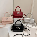 Qfdian Women Shoulder Bags New Bow Small Niche Simple High Quality Single Crossbody Bags Small Square Handbags and Purse
