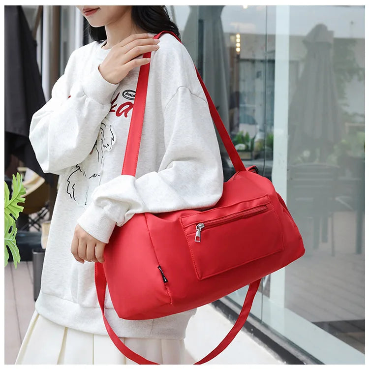 Qfdian Travel bag, women's large capacity training and fitness bag, storage crossbody backpack, adjustable shoulder strap