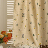 Qfdian 1 Panel Floral Embroidered Curtains Linen Textured for Kitchen Living Room Bedrooms Bathroom Farmhouse Pattern Rod Pocket Drapes