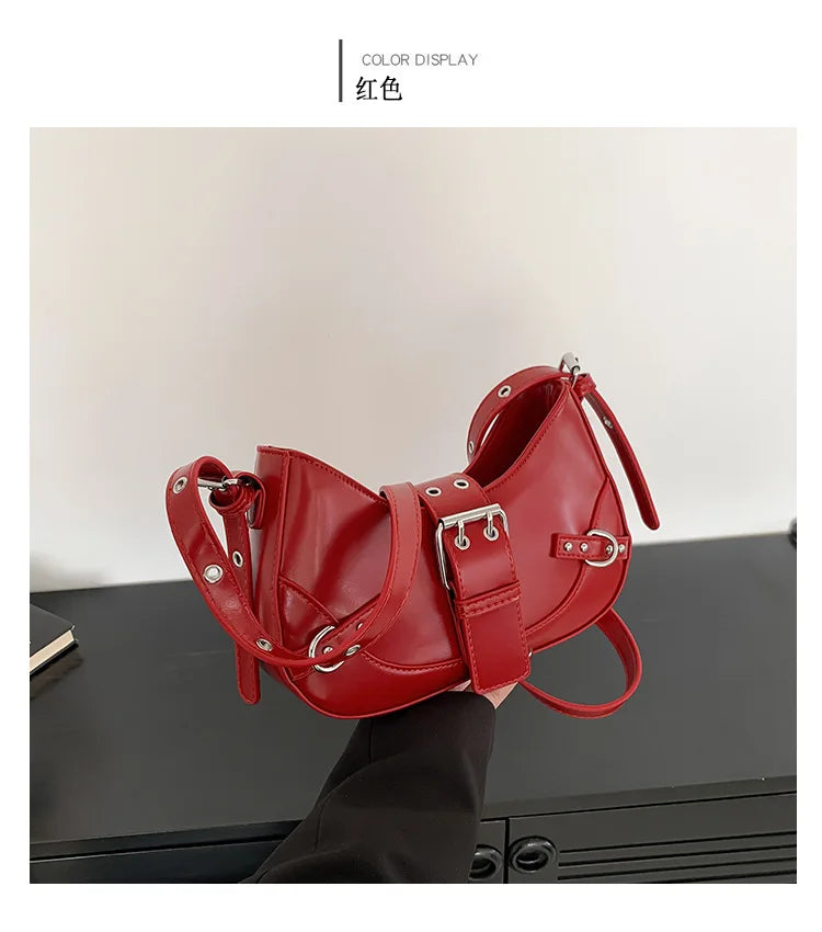 Qfdian Fashion Armpit Bag For Women New Y2K Underarm Bags Solid Color Crescent Shoulder Bag High Quality Crossbody Phone Pouch