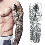 Qfdian Waterproof Full Arm Temporary Tattoo Sticker Tiger Lion Wolf Eye For Man Women Body Art Sleeve Flash Fake Shoulder Tatoo