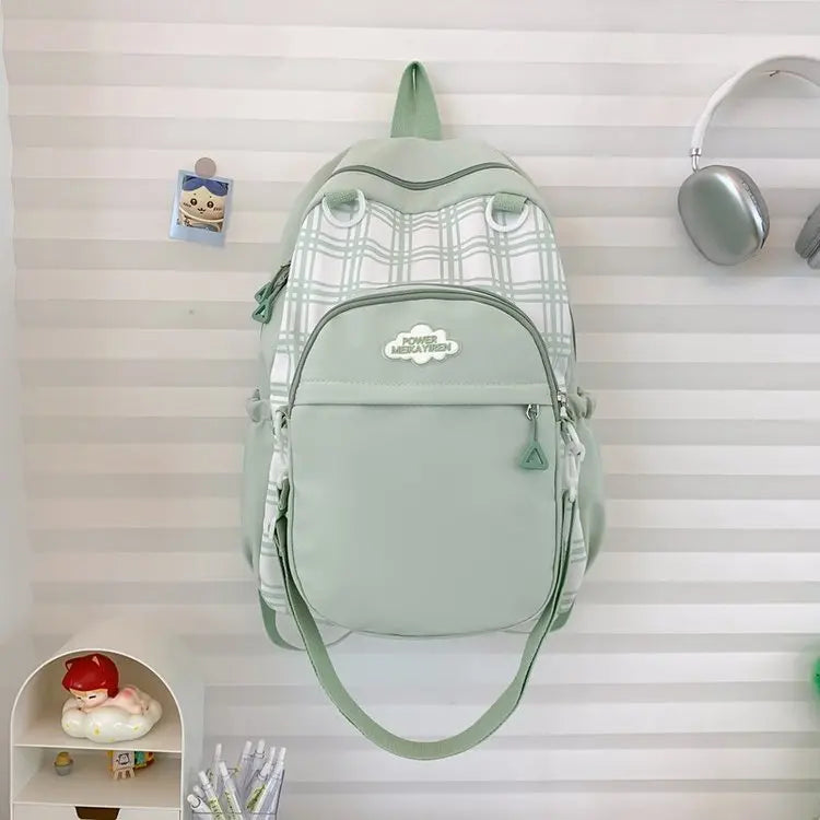 Qfdian Y2k Aesthetic Contrast Color Plaid Schoolbags Women Preppy Kawaii All Match Ita Bags Transparent High-capacity Student Backpacks