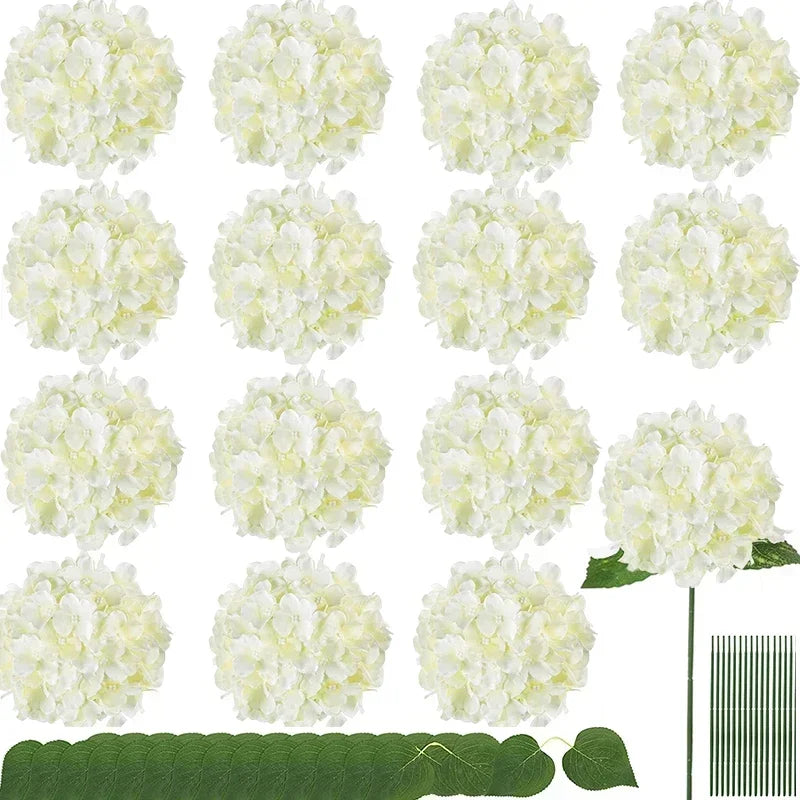 Qfdian Silk Hydrangea Flowers 54 Petals Artificial Hydrangeas with Stem for Flower Arrangement Table Decor Wedding Home Decoration