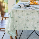 Qfdian Cotton Blend Tablecloth Beige Floral Printed Washable Farmhouse Table Cover for Wedding Party Living Room Baby Shower Decoration