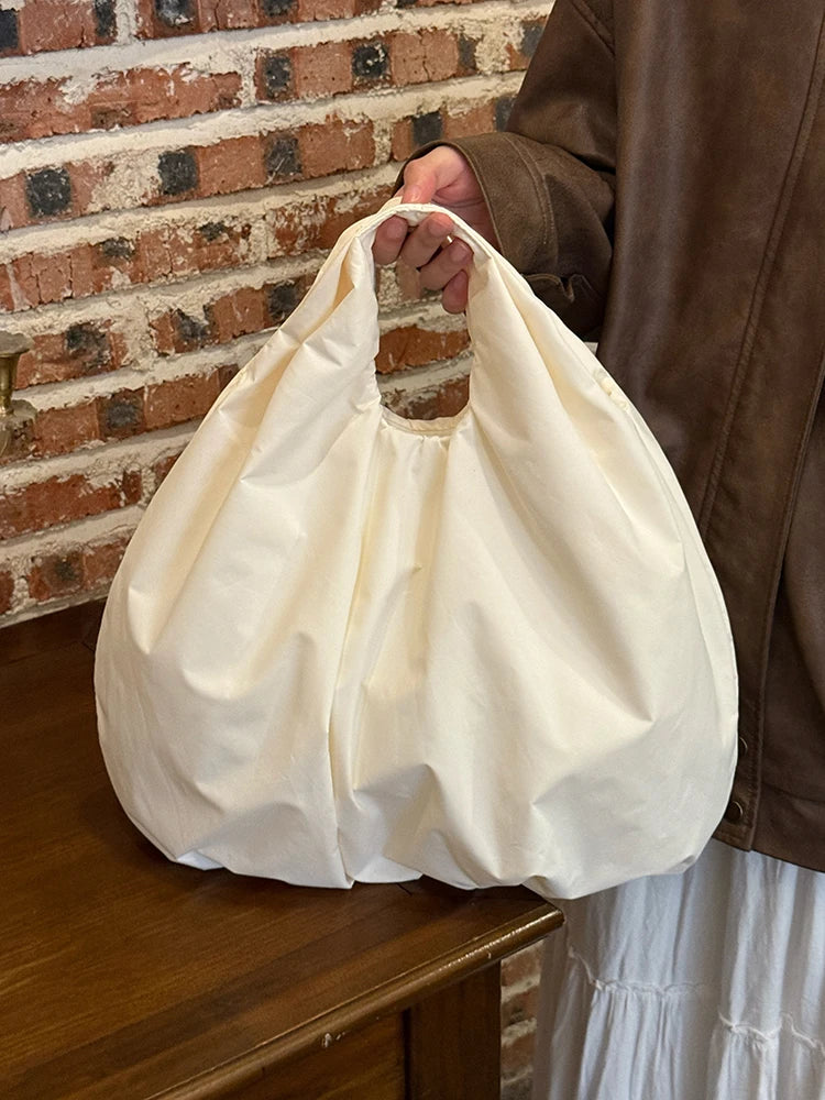 Qfdian Japanese Ins Pleated Solid Women's Handbags All Match Simple Y2k Aesthetic Top-Handle Bags Fashion Casual Office Lady Clutches