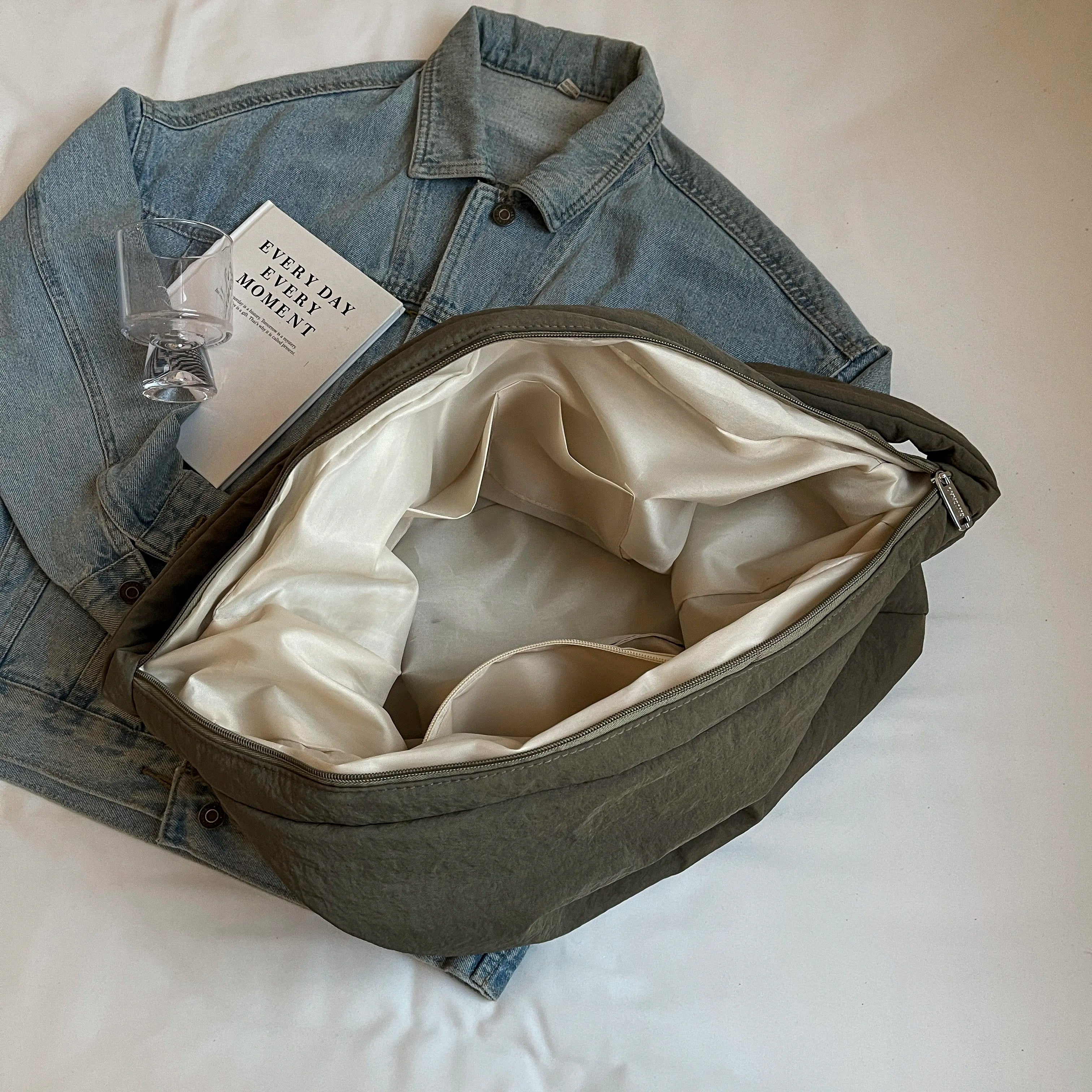 Qfdian Large Oxford Hobos Bags Women Solid Cloth Shoulder Bags Korea Style Canvas Packages Unisex Strong Big Leisure Or Travel Bags