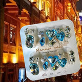 Qfdian 10pcs High Quality Handmade Press on Nails BLingBLing Blue Eyes Diamond of Duck Egg Korean Nail Art Accessories