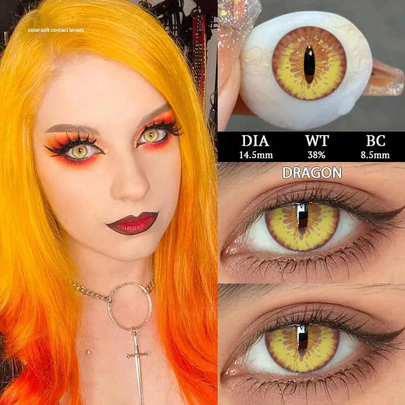 Qfdian Cateye Cosplay Color Contact Lenses Animal Pupil 6months 1pair Halloween Cute Softlens