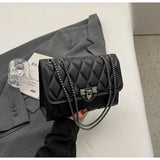 Qfdian 1 Simple and Stylish Diamond Grid Crossbody Bag, Metal Chain Shoulder Bag, Suitable for Women's Daily Leisure Handbags