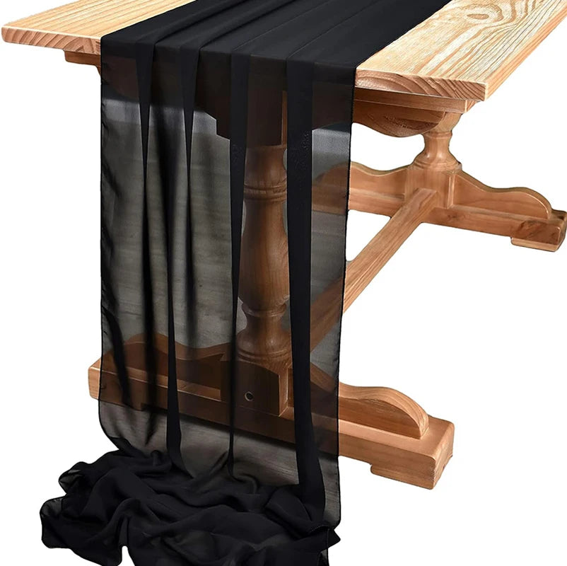 Qfdian Sage Green Chiffon Table Runner Gauze Rustic Sheer Table Decor for Romantic Bridal Baby Shower Birthday Party Wedding Decoration