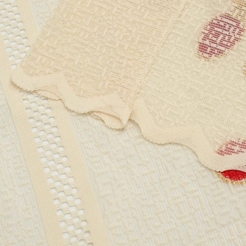 Qfdian 78 Inch Christmas Sheer Curtains for Living Room Bedroom Lace Beige Bells Embroidery Home Decorations Rod Pocket Window Curtains