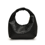 Qfdian Women Underarm Bag Classic Fashion Woven Embossed Hobo Soft PU Leather Small Top-handle Shoulder Bag Casual Daily Handbags