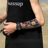 Qfdian Japanese Traditional Half Arm Herbal Juice Temporary Tattoo Stickers Sakura Leaf Lasting Art Fake Tattoo Men Women Faux Tatouage