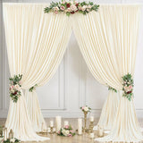 Qfdian 2 Panels Ivory Backdrop Curtains Thick Wrinkle Resistant Polyester Wedding Drapes for Birthday Photography Party Home Decoration