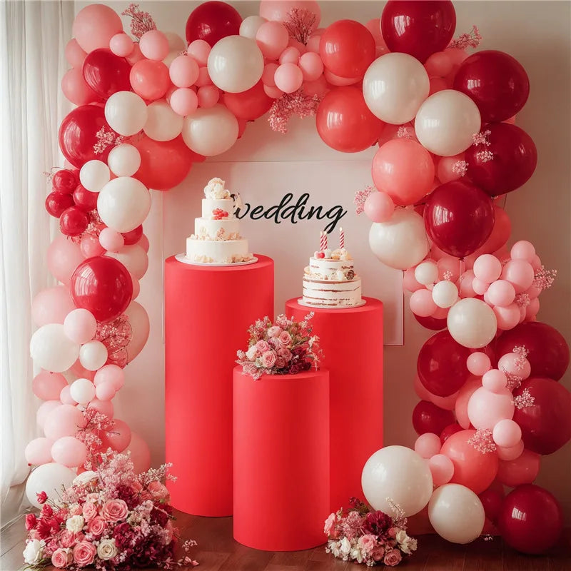 Qfdian White Cylinder Pedestal Stand Covers Set of 3 Round Elastic Cloth Pillar Plinth Cover for Birthday Wedding Party Baby Decoration