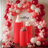 Qfdian White Cylinder Pedestal Stand Covers Set of 3 Round Elastic Cloth Pillar Plinth Cover for Birthday Wedding Party Baby Decoration