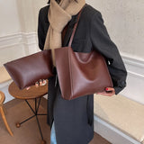 Qfdian Large Capacity Shoulder Bag Trendy Pu Leather Tote Bags Solid Color Ladies Handbag Women's Fashion Underarm bags