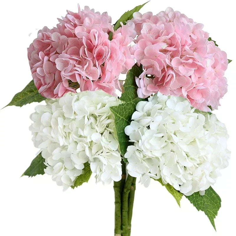 Qfdian 4 pcs Hydrangea Artificial Flowers Real Touch Latex Artificial Hydrangea for Wedding Bouquet Party Home Decor