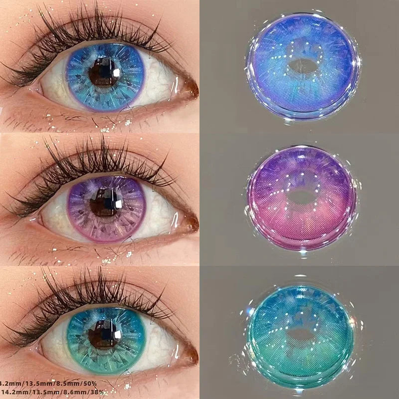 Qfdian 2pcs Diamond Cosplay Nightclub Party Contact Lenses Luxury Softlens 14.2mm