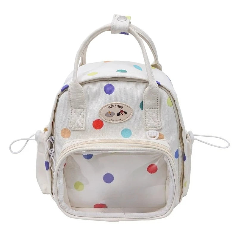 Qfdian Transparent Fashion Preppy Mini Backpacks Sweet Kawaii Star Print Ita Bags Y2k Aesthetic Students Casual Travel Schoolbags Women