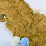 Qfdian Beige Table Runner Gauze Cheesecloth Rustic Sheer Boho Wedding Decoration Tablecloth Baby Shower Christmas Birthday Party Decors