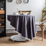 Qfdian Solid Round Tablecloths with Pom Poms Cotton Tablecloth Table Covers for Kitchen Dining Restaurant Wedding Party Home Decoration