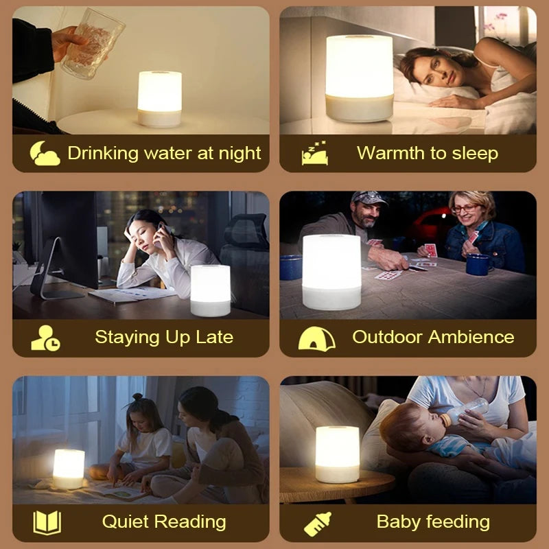 Qfdian Bedside Led Night Lights Dimmable Charging Desktop Night Lamps Bedroom Bedside Lighting Decoration Touch Reading Led Table Lamps