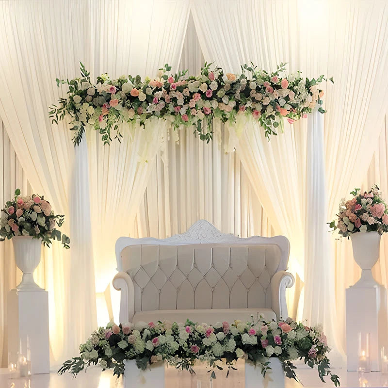 Qfdian 2 Panels Ivory Backdrop Curtains Thick Wrinkle Resistant Polyester Wedding Drapes for Birthday Photography Party Home Decoration