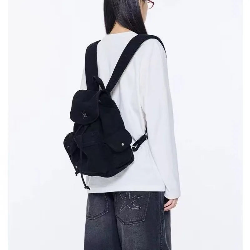 Qfdian Vintage Y2k Aesthetic Women Students Backpacks Casual Simple All Match Denim Bags Japanese Streetwear Fashion Girls Schoolbags