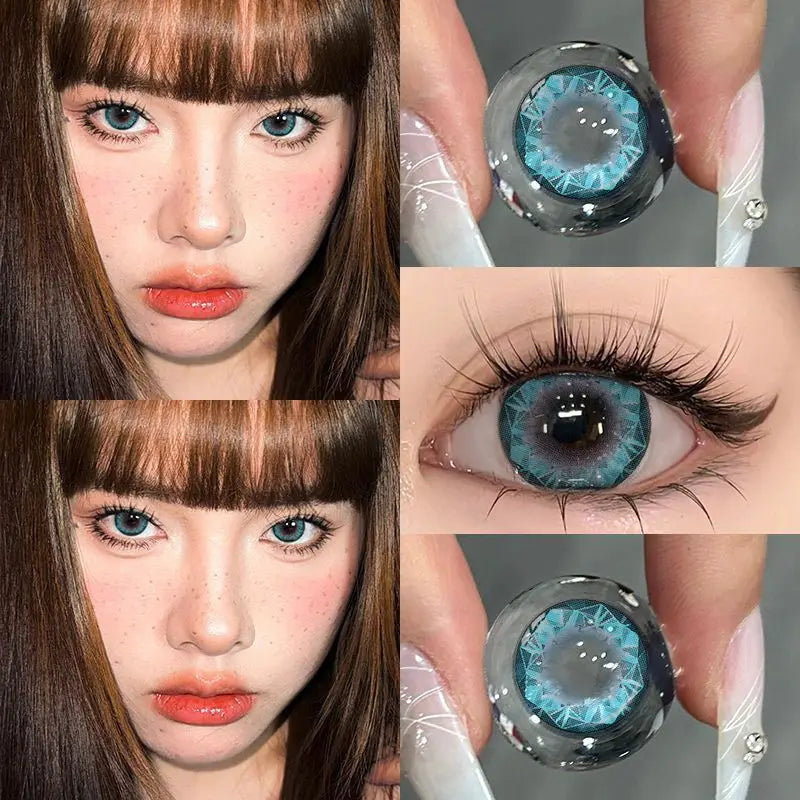 Qfdian Graded 1pair Color Contact Lenses Diamond Series Softlens 14.4mm